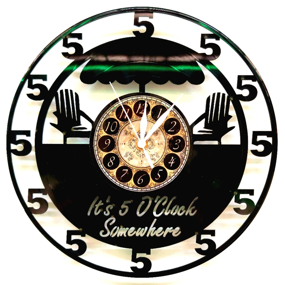 IT'S 5 O' CLOCK SOMEWHERE vinyl record clock